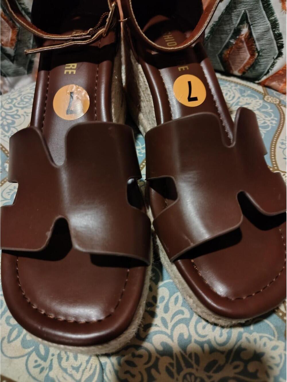 Sandals Rope Wedges Brown & Tan Size 7 Cushionaire